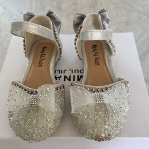 Silver Glitter Bow Shoes